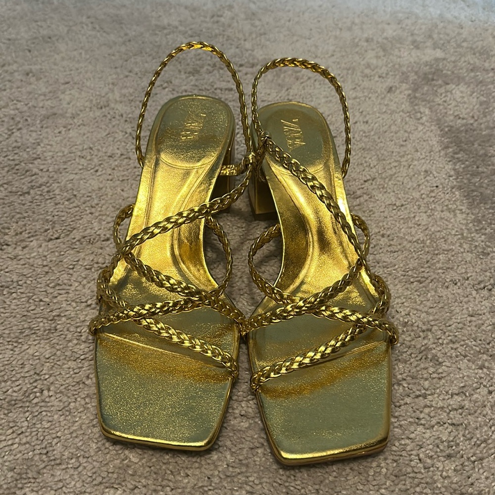 Zara Gold Block Heels